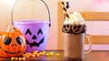 On-trend Halloween sweet and salty chocolate freak shakes.