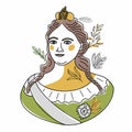 Trend line Illustration of Anna Ioannovna Romanova, niece of Peter the Great and empress of Russian empire. Portrait of