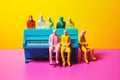 trend music performance colourful concept art people piano modern illustration. Generative AI.