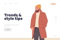 Trend and style tips landing page template online service for autumn or winter garment selection