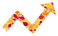 Trend up Arrow Autumn Mosaic Icon with Fall Leaves