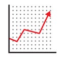 Trend up graph icon. profits sign on white background. flat style. stock sign. growth progress red arrow icon for your web site Royalty Free Stock Photo