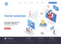 Trend-watcher isometric landing page. Professional trend watching occupation, marketing research and analyse isometry web page. Royalty Free Stock Photo