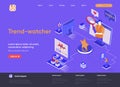 Trend-watcher isometric landing page. Royalty Free Stock Photo