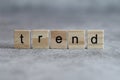 Trend word written on wood cube Royalty Free Stock Photo