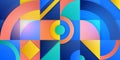 Trending background in cubism style. Illustration with abstract figures. Circles, rhombuses, squares and triangles with a gradient