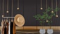 Trending Clothes hanging at stand with Indoor home Plant with Black and Golden luxury podium china style for product