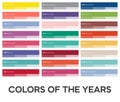 Trending colors of years. Popular color shades. Creative colour palettes for art and business. Vector illustration.