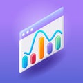 Trending 3D Isometric, cartoon illustration. Sales, increase money growth icon, progress marketing. Concept of business Royalty Free Stock Photo