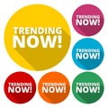 Trending now icons set with long shadow Royalty Free Stock Photo