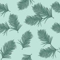 Trending seamless background with colorful tropical leaves and plants on green background. Vector design.