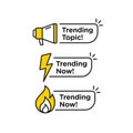 Trending topic vector logo icon or symbol set with black yellow line element suitable for social media and web communicate.