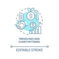 Trendlines and chart patterns turquoise concept icon Royalty Free Stock Photo