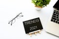 TRENDS 2021 Business Concept,Top view Copy space Royalty Free Stock Photo