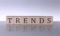 TRENDS concept, wooden word block on the grey background Royalty Free Stock Photo