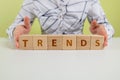 The word TRENDS on wooden cube block Royalty Free Stock Photo