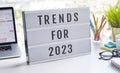 Trends for 2023 concepts with text on lightbox.inspiration and creativity Royalty Free Stock Photo