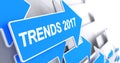 Trends 2017 - Inscription on Blue Cursor. 3D.