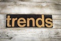 Trends Letterpress Word on Wooden Background Royalty Free Stock Photo