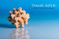 TRENDS 2018. New trend at business innovation technology and other areas. Blue background with macro view of brain Royalty Free Stock Photo