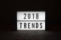 Trends 2018 - text on a luminous display Royalty Free Stock Photo