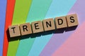 Trends, word isolated on colourful background