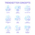 Trendsetter blue gradient concept icons set