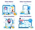 Trendwatcher online service or platform set. Webinar, consultation Royalty Free Stock Photo
