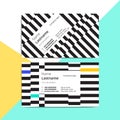 Trendy abstract business card templates. Modern corporate stationary id layout with geometric stripes pattern. Vector fashion