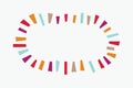 Trendy abstract colorful short thick lines spark empty emblem icon design element on light gray