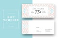 Trendy abstract gift voucher card templates. Modern discount coupon or certificate layout with artistic stroke pattern. Vector fa