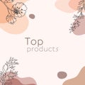 Trendy abstract square botanical art templates. Minimalism style. Branches and leaves. For publications on social