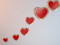 Trendy abstract Valentines day background grey with 3d stylized red hearts Royalty Free Stock Photo