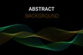 Abstract wave background. Graphic sonic or sound flow musical wave with colored dynamic blend lines, vector digital illustration