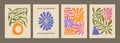 Trendy aesthetic posters with abstract groovy floral shape with