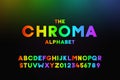 Trendy alphabet with gradients in all colors. Modern vector font design effect with all colors of the rainbow. Includes letters