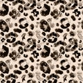 Trendy Animal leopard skin seamless pattern. Brown and beige colors.