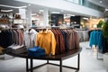 Trendy apparel displayed in clothing store, no people, fashionable retail Royalty Free Stock Photo