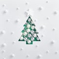 Trendy aqua menthe xmas tree made of white and silver bauble