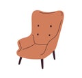 Trendy armchair design in mid-century retro style. Cozy lounge furniture for home interior. Soft upholstered arm chair