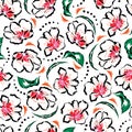 Trendy Artistic floral Beautiful Hand drawn flower seamless pattern brush strokes style. Trendy Graphic Design for Design for