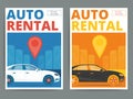 Trendy auto rental service poster design. Modern vector car hire