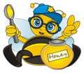 Trendy bee eat honey with spoon Royalty Free Stock Photo