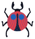Trendy beetle. Red bug with ornament on wings. Cute insect Royalty Free Stock Photo