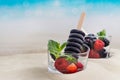 Trendy black charcoal ice cream popsicles