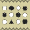 Trendy black and white blank line emblems set on beige background Royalty Free Stock Photo