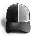 Trendy black and white mesh trucker hat isolated on white background, Ai Generated Royalty Free Stock Photo