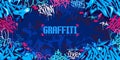 Trendy Blue Colorful Abstract Urban Style Hiphop Graffiti Street Art Vector Illustration Background