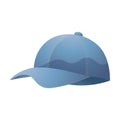 Trendy blue denim baseball cap front view. Vector illustration in flat cartoon style.