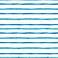 Trendy Blue and Turquoise watercolor stripe seamlesss pattern.